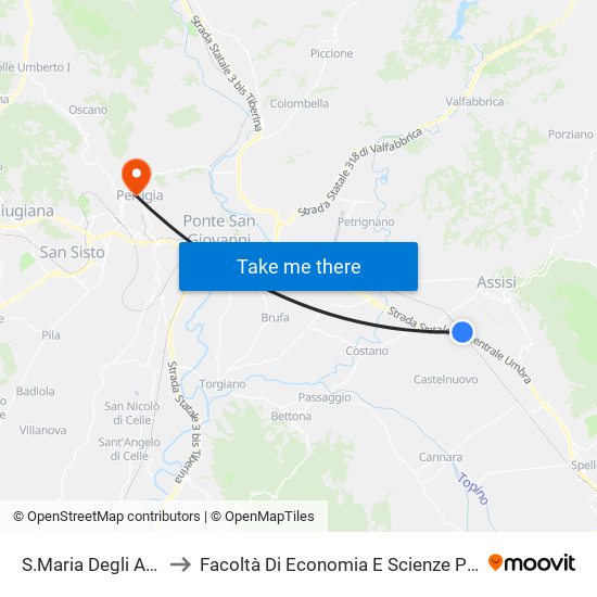 S.Maria Degli Angeli to Facoltà Di Economia E Scienze Politiche map