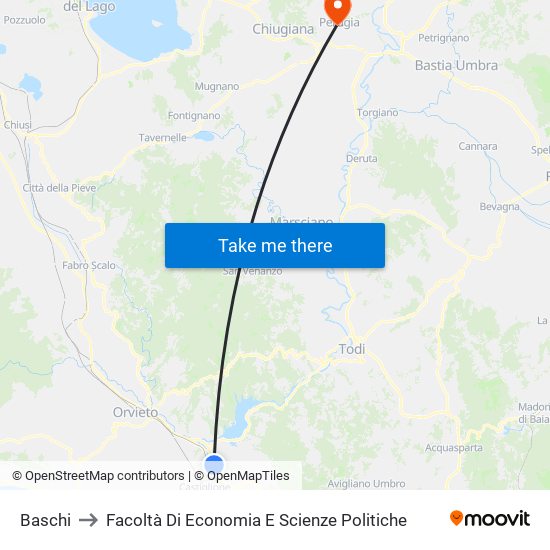 Baschi to Facoltà Di Economia E Scienze Politiche map