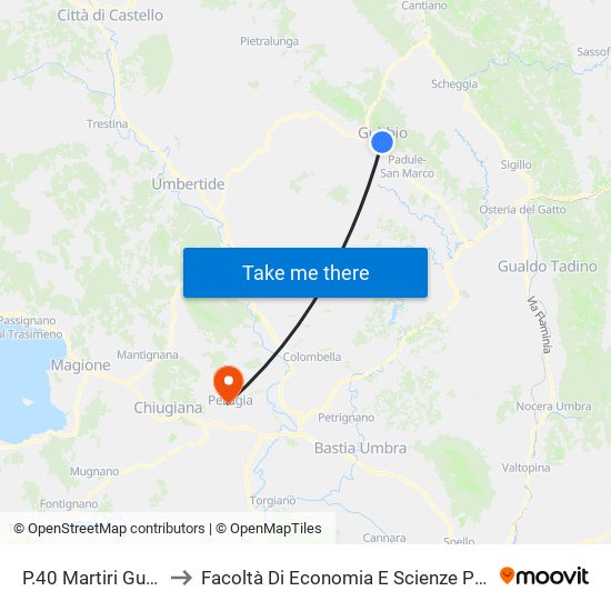 P.40 Martiri Gubbio to Facoltà Di Economia E Scienze Politiche map