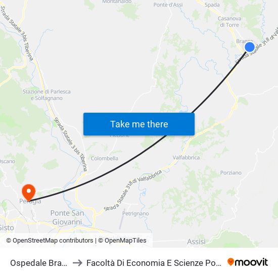 Ospedale Branca to Facoltà Di Economia E Scienze Politiche map