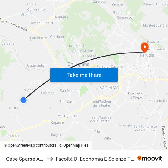 Case Sparse Agello to Facoltà Di Economia E Scienze Politiche map