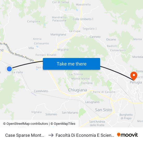 Case Sparse Montesperello to Facoltà Di Economia E Scienze Politiche map