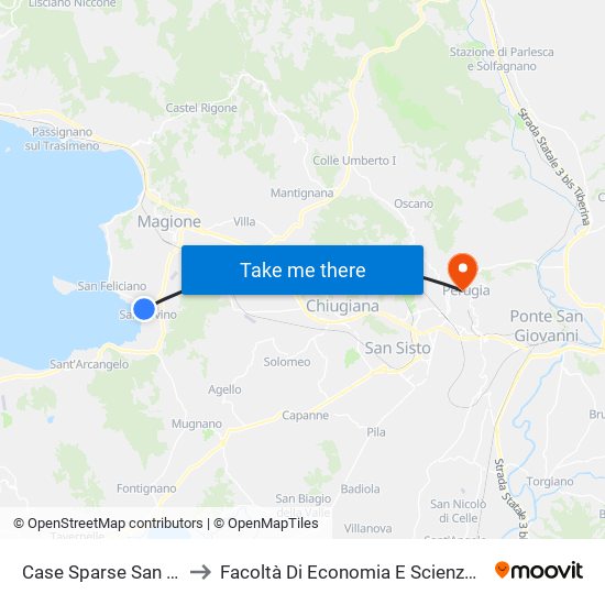 Case Sparse San Savino to Facoltà Di Economia E Scienze Politiche map