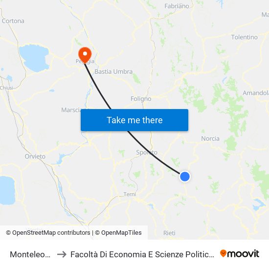 Monteleone to Facoltà Di Economia E Scienze Politiche map