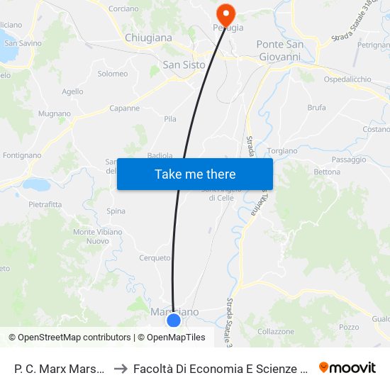 P. C. Marx Marsciano to Facoltà Di Economia E Scienze Politiche map