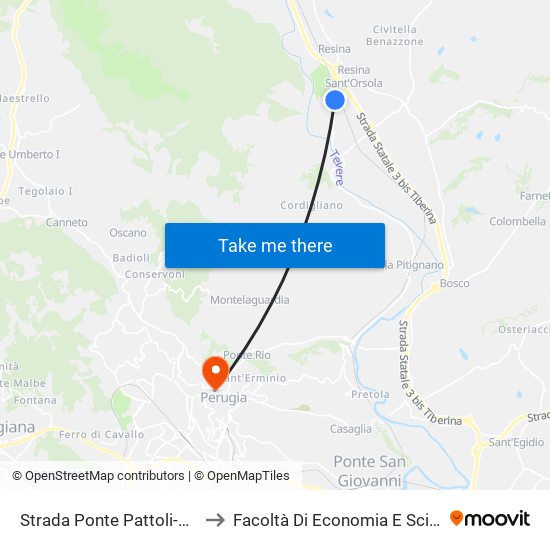 Strada Ponte Pattoli-Ponte Resina to Facoltà Di Economia E Scienze Politiche map