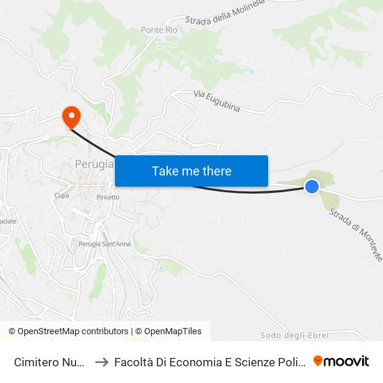 Cimitero Nuovo to Facoltà Di Economia E Scienze Politiche map