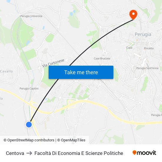 Centova to Facoltà Di Economia E Scienze Politiche map