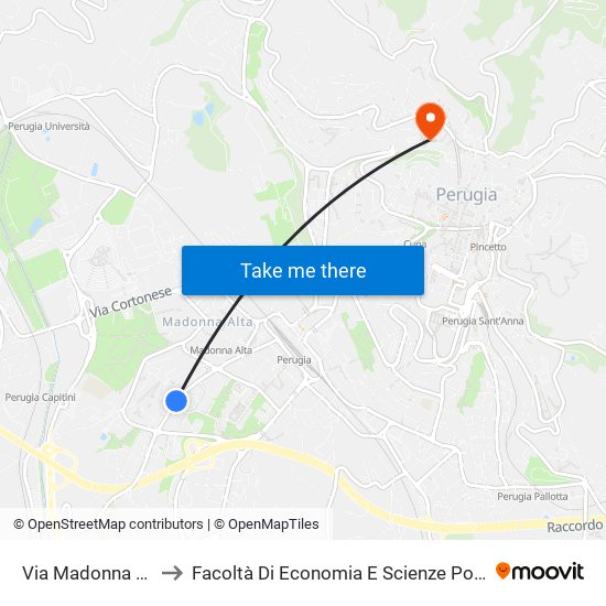 Via Madonna Alta to Facoltà Di Economia E Scienze Politiche map