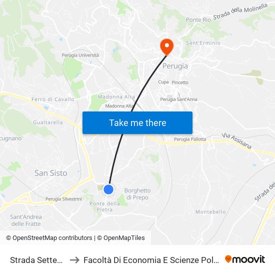 Strada Settevalli to Facoltà Di Economia E Scienze Politiche map