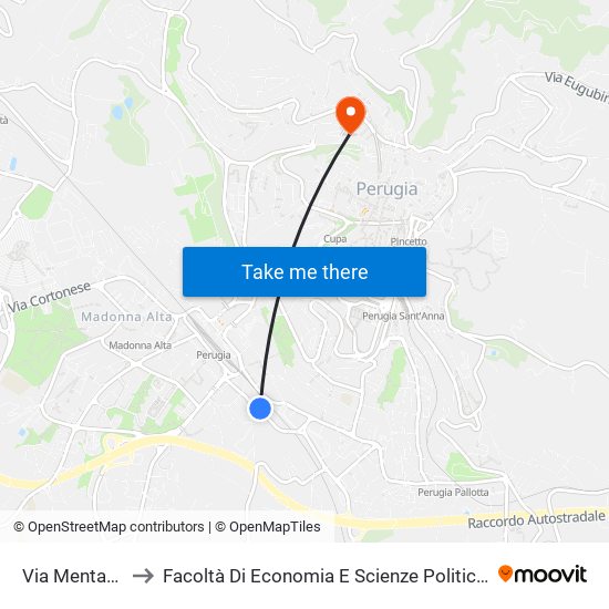 Via Mentana to Facoltà Di Economia E Scienze Politiche map