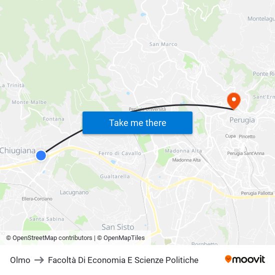 Olmo to Facoltà Di Economia E Scienze Politiche map