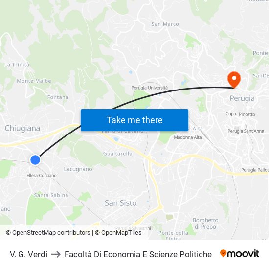 V. G. Verdi to Facoltà Di Economia E Scienze Politiche map