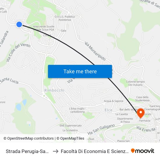 Strada Perugia-San Marco to Facoltà Di Economia E Scienze Politiche map