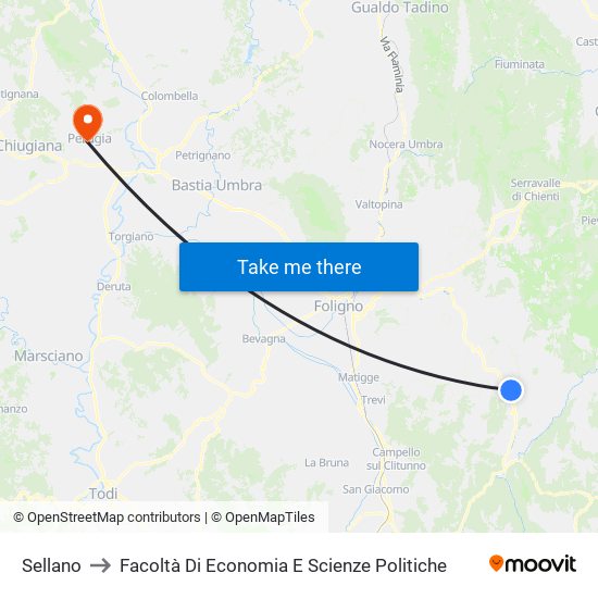 Sellano to Facoltà Di Economia E Scienze Politiche map