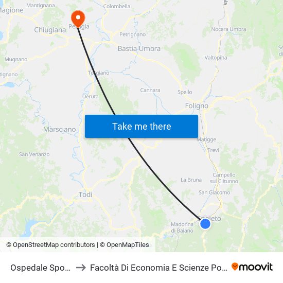 Ospedale Spoleto to Facoltà Di Economia E Scienze Politiche map