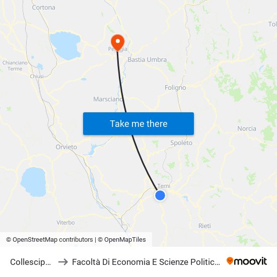 Collescipoli to Facoltà Di Economia E Scienze Politiche map