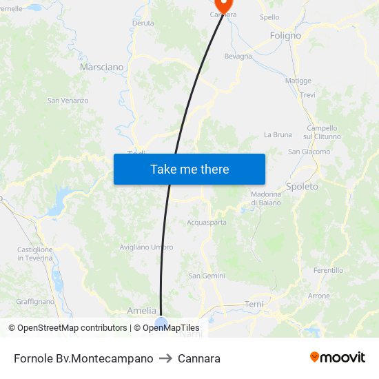 Fornole Bv.Montecampano to Cannara map