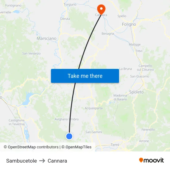 Sambucetole to Cannara map