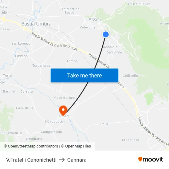 V.Fratelli Canonichetti to Cannara map