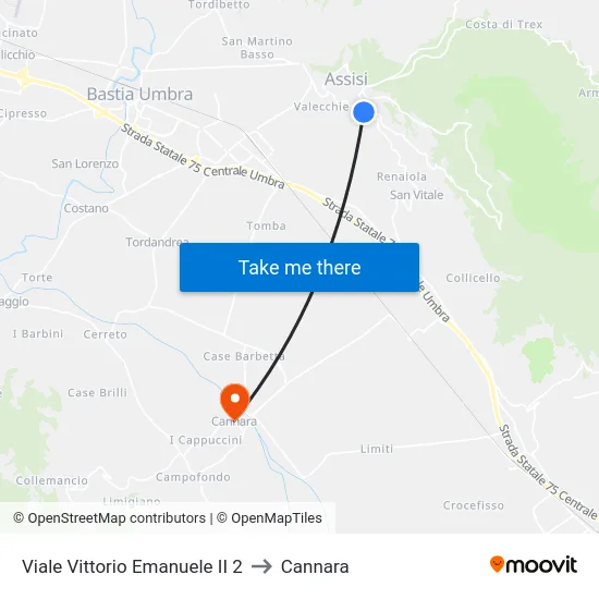 Viale Vittorio Emanuele II 2 to Cannara map