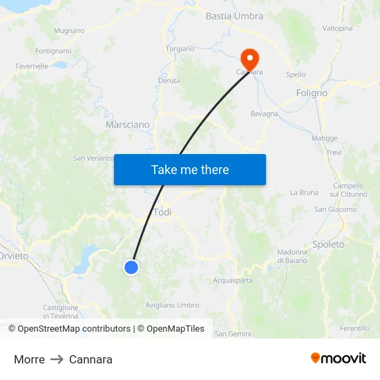 Morre to Cannara map