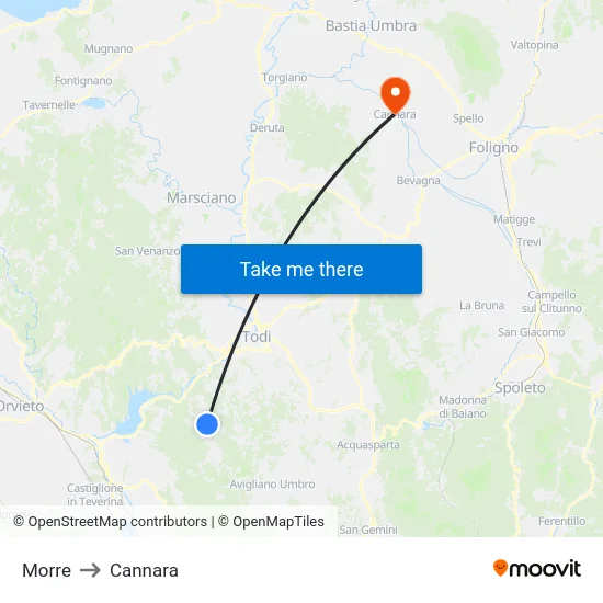 Morre to Cannara map