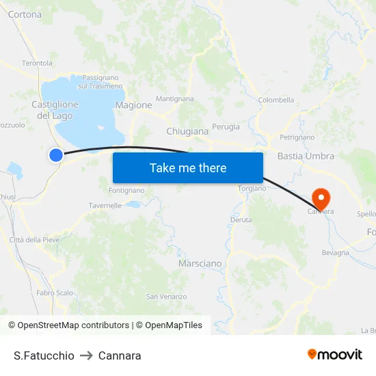 S.Fatucchio to Cannara map