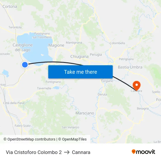 Via Cristoforo Colombo 2 to Cannara map