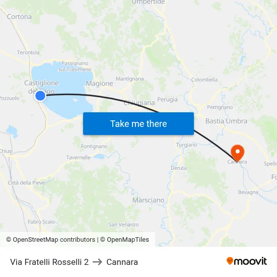 Via Fratelli Rosselli 2 to Cannara map