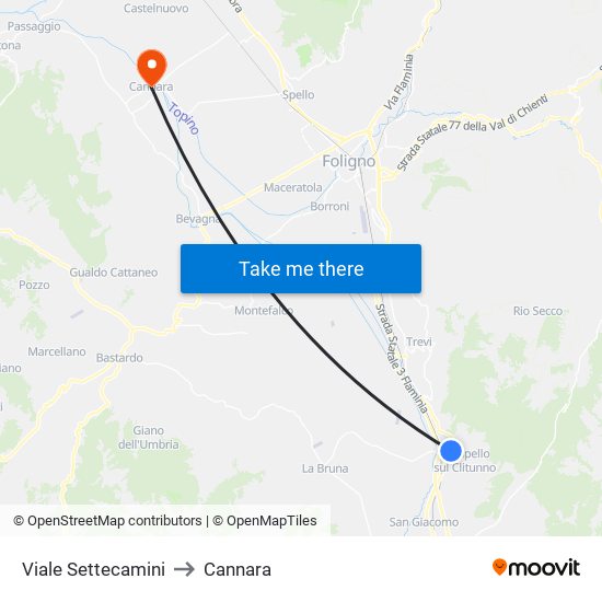 Viale Settecamini to Cannara map