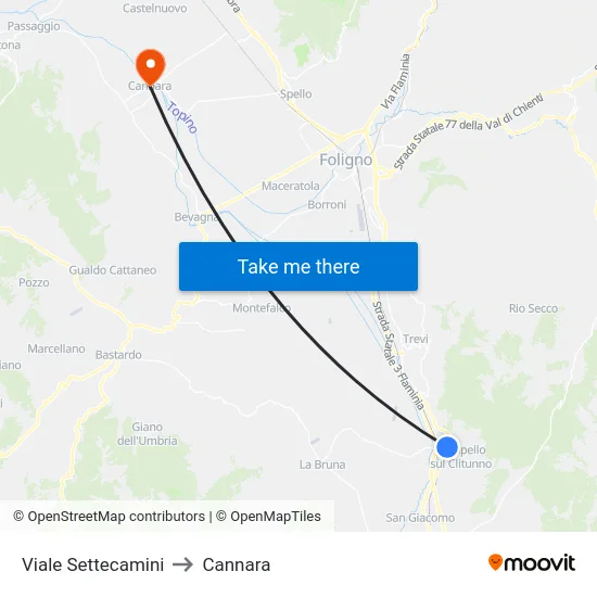 Settecamini Avenue to Cannara map