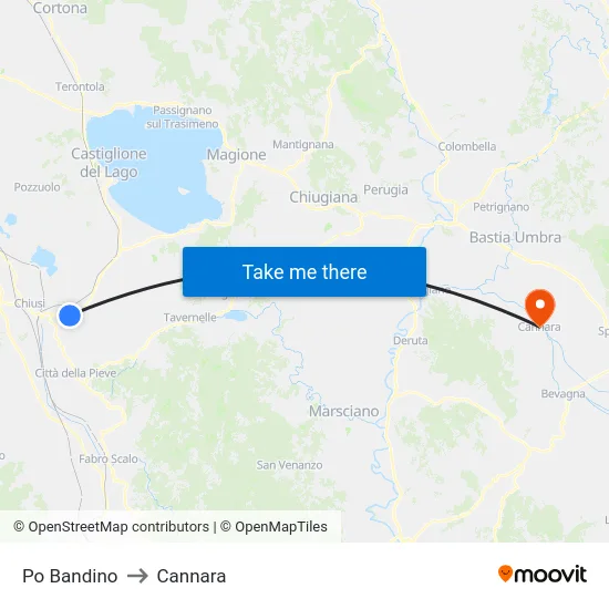 Po Bandino to Cannara map
