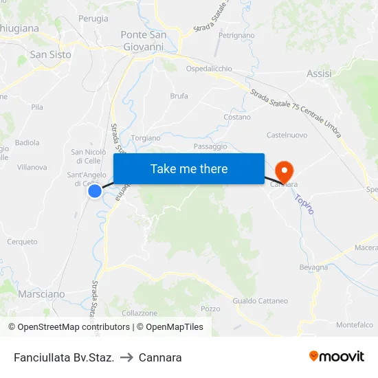 Fanciullata Bv.Staz. to Cannara map