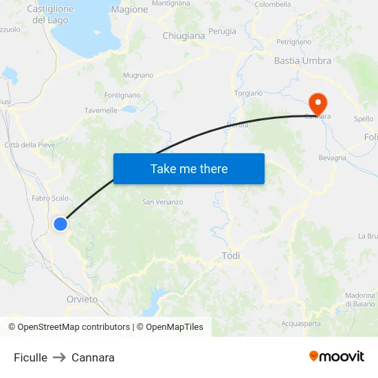Ficulle to Cannara map