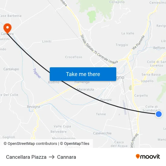 Cancellara Square to Cannara map