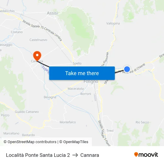 Santa Lucia Bridge Location 2 to Cannara map