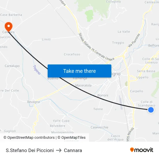 Santo Stefano Dei Piccioni to Cannara map