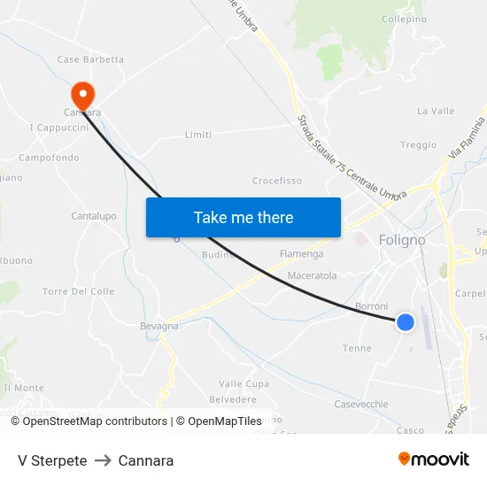 Sterpete Street to Cannara map
