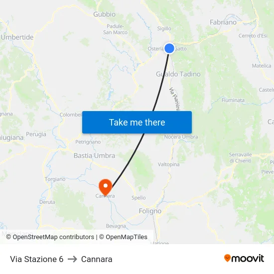 Via Stazione 6 to Cannara map