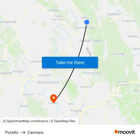 Purello to Cannara map