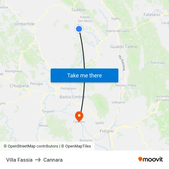 Villa Fassia to Cannara map