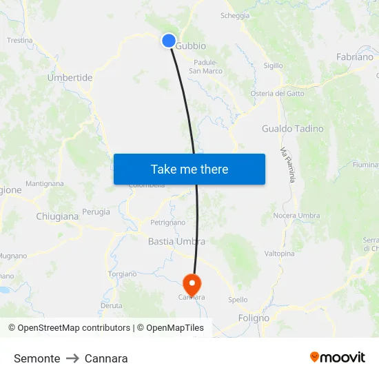 Semonte to Cannara map