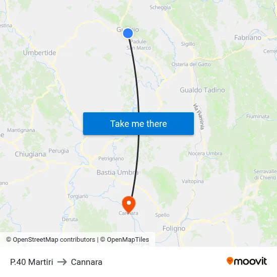 40 Martyrs Square to Cannara map