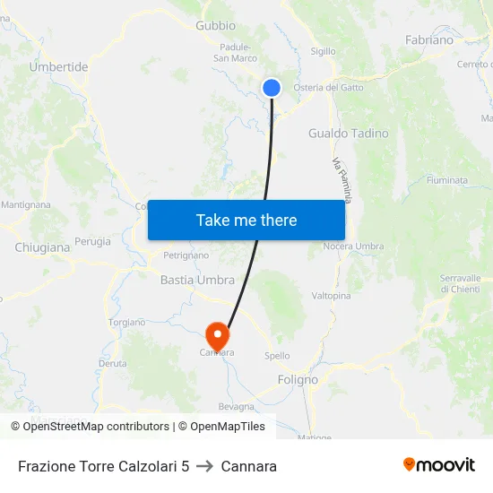 Torre Calzolari District 5 to Cannara map
