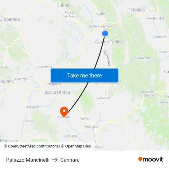 Palazzo Mancinelli to Cannara map