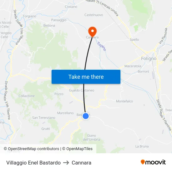 Villaggio Enel Bastardo to Cannara map