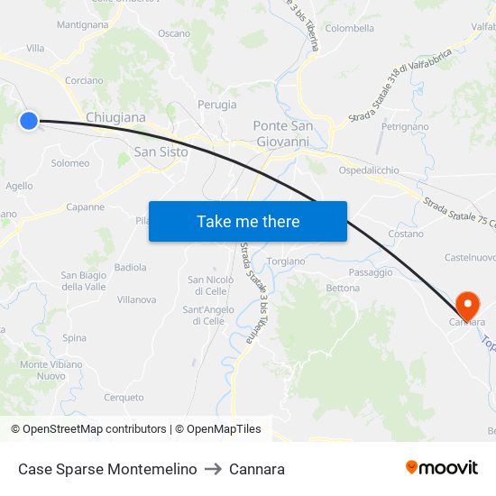 Case Sparse Montemelino to Cannara map