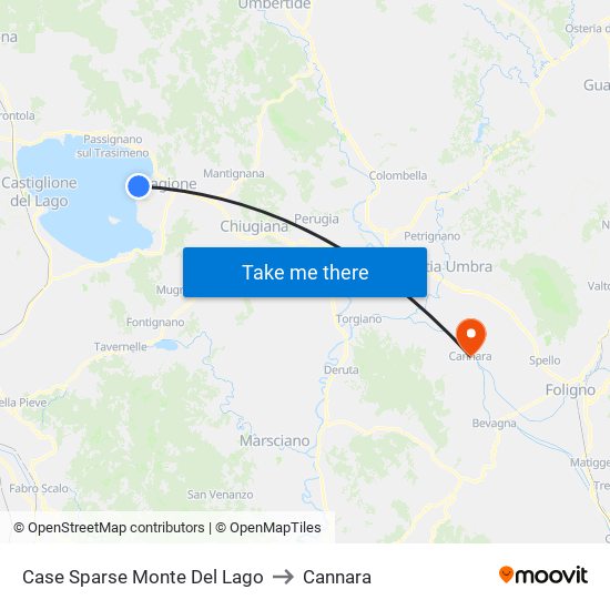 Case Sparse Monte Del Lago to Cannara map