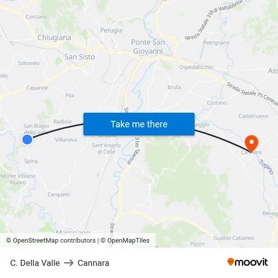 C. Della Valle to Cannara map